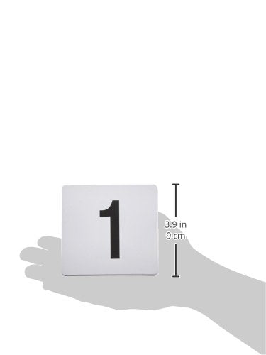 Winco 4" x 3 3/4" White Table Numbers, 1-25