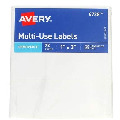 1" x 3" Rectangular Removable Label 72 Count [Set of 6]