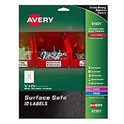 Avery Surface Safe ID Labels, 7/8" x 2 5/8", White, Pack of 825 Labels