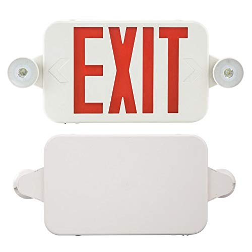 1 Pack Red &Green LED Exit Sign with Emergency Lights-Two LED Adjustable Head Emergency Exit Light-UL Listed- Emergency Exit Light Combo with Backup Battery-120/277VAC. 1 Pack