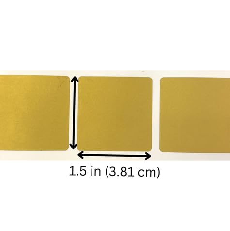 Gold Square Scratch Off Stickers - 1.5 in (3.81 cm) | Roll of 100 Stickers