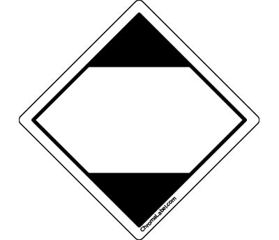 ChromaLabel 1-inch durable square D.O.T. hazard labels with pictogram, 250 per roll, for industrial safety and compliance.