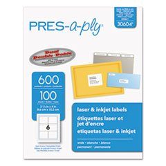 (3 Pack Value Bundle) AVE30604 Pres-A-Ply Laser Address Labels, 3-1/3 x 4, White, 600/Box