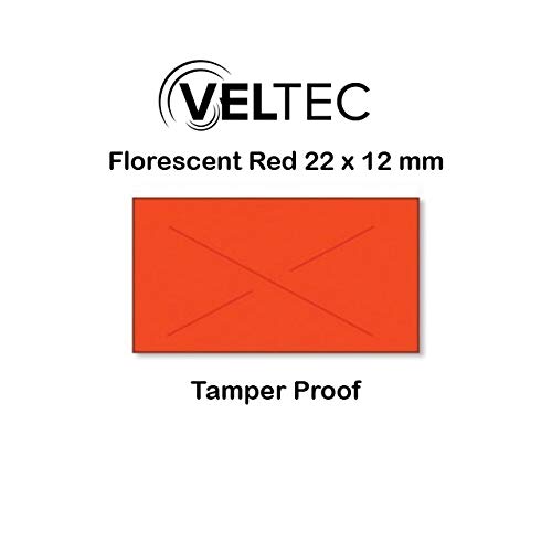 Veltec 2212 Fluorescent Red Pricing Labels for Garvey and Contact 22-6, 22-7, 22-8 Price Gun/Labelers, Free Ink Roller – 9 Rolls, 11,000 Labels with Security Slits