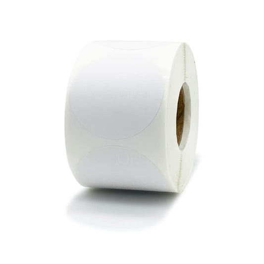 1.5 Inches Round Direct Thermal Labels Blank Shipping Labels Address Labels 500Pcs/Roll Compatible with Rollo & Zebra Desktop Printers(1 Roll, White) 1 ROLL