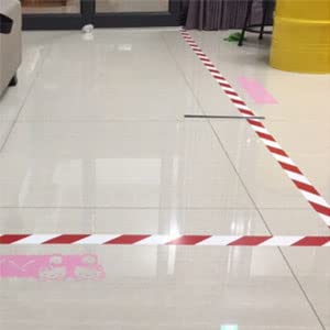 TAPEBEAR Hazard Caution Tape, 2inch x 150 Feet(50yds) Self Adhesive Warning Tape for Steps, High Visibility White&Red Tape for Halloween Outdoor Construction Warning, Crime Scene Barrier, Danger Zone red and white/1roll