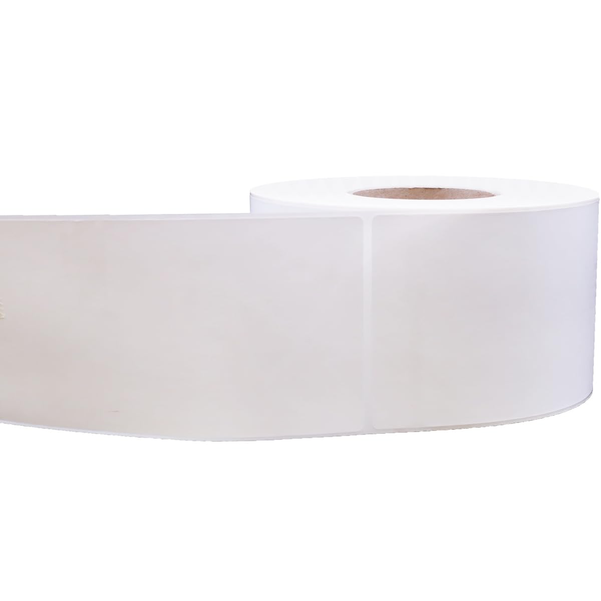 White 4x8 thermal labels with perforation, 750 count, industrial adhesive stickers for shipping, barcode printing, and warehousing.