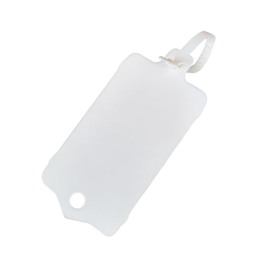 100pcs Reusable Blank Plastic Tags Ties Key Tags 1.45"*2.48" Serrated Tension Sealing Strap with Large Label Plastic Tie Mark Label Waterproof Hang Sign Write on Tag (White, 100pcs) White