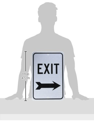 NMC TM80J Traffic Sign, Legend "EXIT" with Right Arrow ALUMINUM .080-EGP