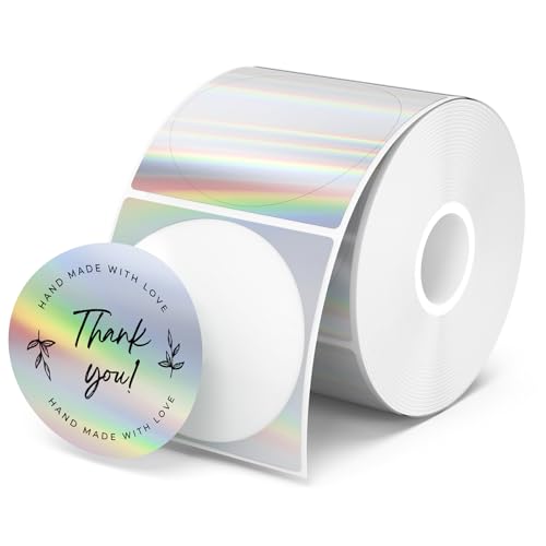 2 Inch Silver Fine Glitter Thermal Labels+2" Circle Holographic Thermal Label Stickers