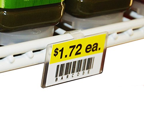 2.25" L x 1.25" H Plastic Cooler/Refrigerator UPC Label Holder Clip Organizer for Double Wire Fridge Shelf - 50 Pack 2.25" x 1.25"