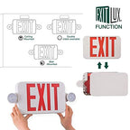 1 Pack Red &Green LED Exit Sign with Emergency Lights-Two LED Adjustable Head Emergency Exit Light-UL Listed- Emergency Exit Light Combo with Backup Battery-120/277VAC. 1 Pack