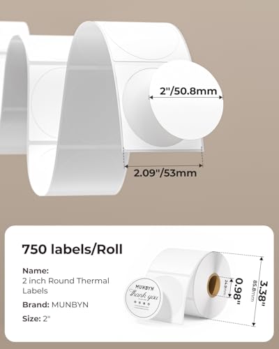 4x6 Direct Thermal Shipping Labels 220 Labels/Roll+2" Circle Thermal Labels 750 Labels/Roll