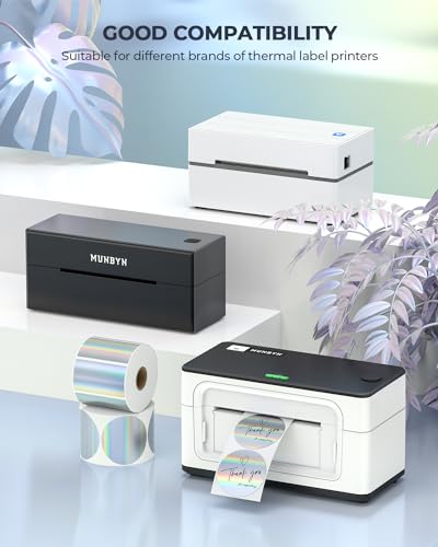 2" Circle Holographic Thermal Label Stickers+2.25 x 1.25 Direct Thermal Labels White Thermal Printer Labels