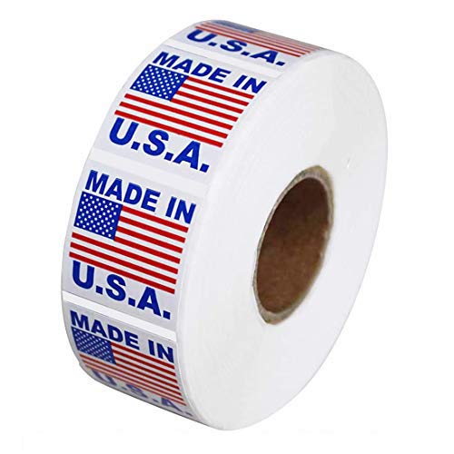 DREAM ART 1 Roll "Made in USA" Pre-Printed Labels Stickers (1" x 1") ; 1000 Labels per Roll Made in Usa Stickers Labels