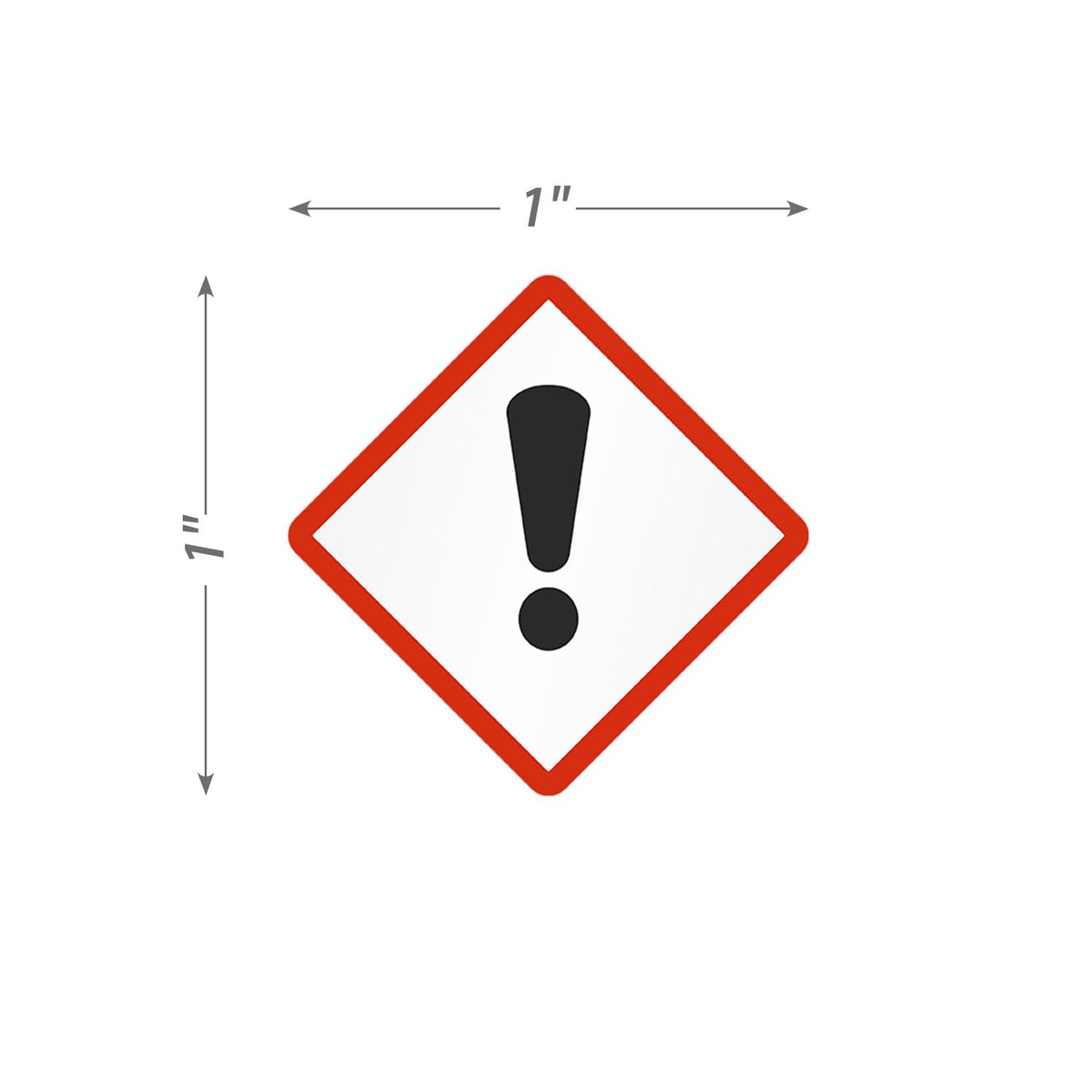 SmartSign (500/Roll) GHS Pictogram Exclamation Mark Labels for Irritants/Sensitizers/Other Hazard - 1" x 1" Square, 2.6 mil Thick Semi-Gloss Paper, Permanent Adhesive, Red/Black on White, Made in USA Exclamation Label 1" x 1"