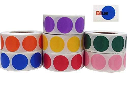 Translucent Color Coding Dot Stickers - 3/4" Inch Round Bulk Pack | Purple, Orange, Blue, Yellow, Red, Green Pink | 3,500 See Through Colored Labels
