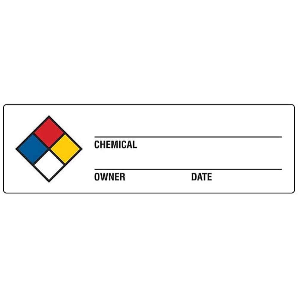 Brady 517VLS Hazardous Communication and Right-to-Know Labels, Adhesive Vinyl, Paper, 0.875" x 2.875", Black/Blue/Red/Yellow On White (Pack of 250)