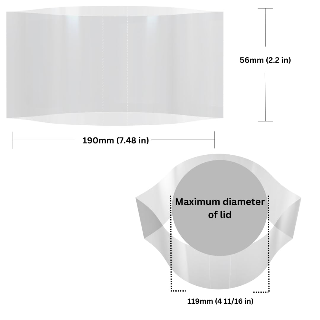 190 x 56 mm Clear Perforated Shrink Band for Tubs, Deli Containers, Large Canisters and More. [Compatible Diameter: 4 11/16"] - Bundle of 250 190 x 56 Fits Diameter: 4 11/16 (119mm) A) Pack of 250
