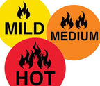 ChromaLabel 1-inch yellow round color-coding food labels with "MILD" for hot dots, 1,000 per pack.