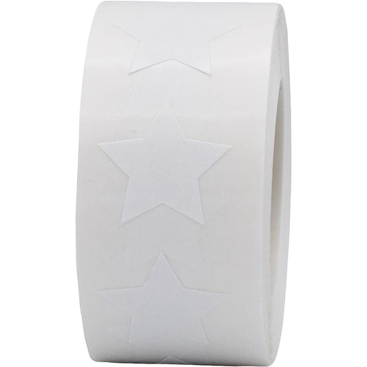 White Star Shape Stickers 0.75 Inch 500 Adhesive Labels White