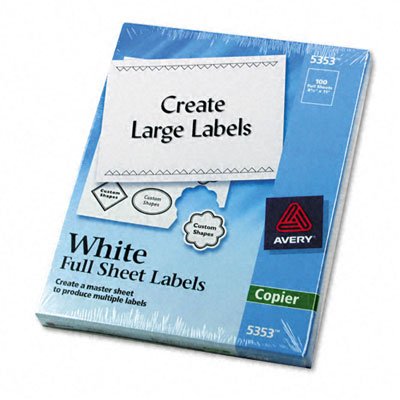 Avery Printable Shipping Labels for Copiers, 8.5" x 11", White, 100 Blank Mailing Labels (5353) 0