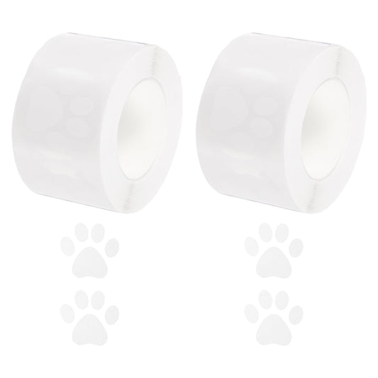 MECCANIXITY Adhesive Label Stickers Transparent White 1000Pcs Paw Prints Stickers 1.5inch Dog Paw Bear Paw Stickers for Children Teacher Fit Crafts Party