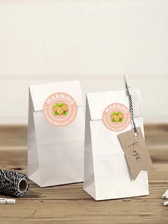 1.5 Inch Contains Nuts Tree Nuts Allergen Labels,Allergy Warning Stickers,Food Advisory Labels for Food Packing,Retail and Restaurants,500 Pcs.