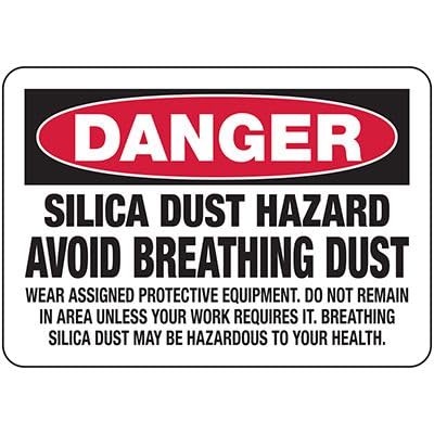 Silica Dust Hazard Avoid Breathing Dust - Silica Safety & Compliance - OSHA & ANSI Compliant Chemical Hazard & Chemical Warning Metal Tin Sign - 8x12 Inch 8"x12"/20cm x 30cm