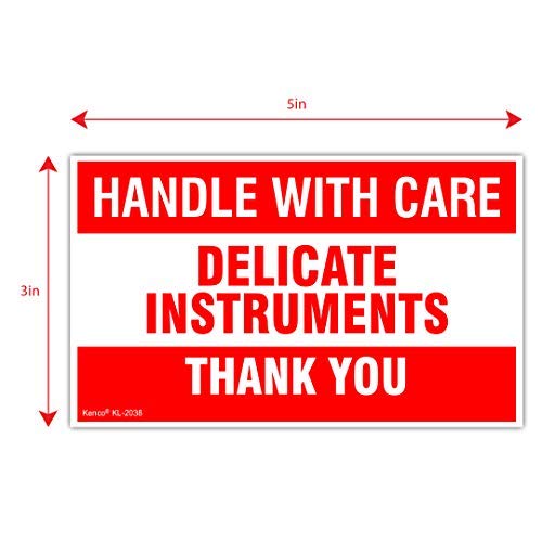 Kenco 3" X 5" Handle with Care Delicate Instruments Fragile Stickers for Shipping and Packing - 500 Labels Per Roll 1 PACK