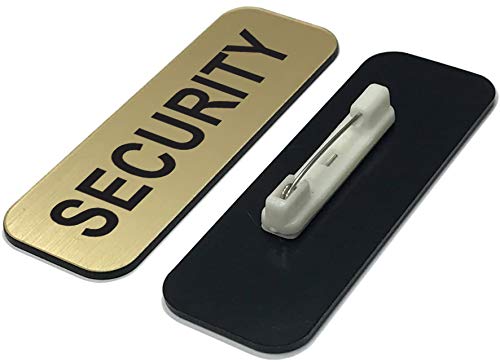 Security 1 x 3 Name Tag, Brushed Gold (3 Pack)