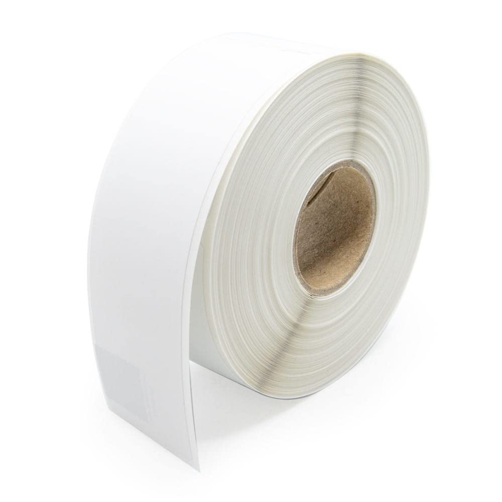 LabelValue LV-30572 address labels on rolls compatible with Dymo thermal printers, shown in packaging with multiple labels visible.