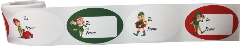 Elf Presents Gifts Tags Christmas Holiday to from Labels 1 1/2 x 2 1/2 Inch 25 Total Stickers