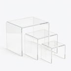 （6pack） Acrylic Display Riser Stand Set - Clear Stackable Showcase Shelves for Desserts, Jewelry, Toys & More - Multiple Sizes, Protective Film, Easy Clean Tiered Display for Kitchen
