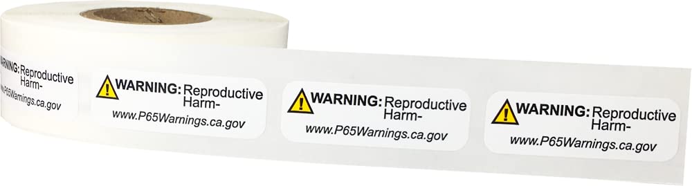 California Proposition 65 Warning Labels Reproductive Harm Short Form .5 x 1.5 Inch 500 Adhesive Stickers