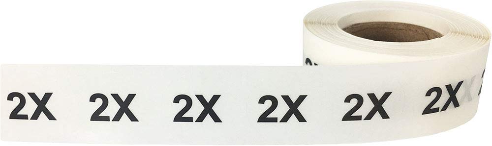 Clear Circle 2X Clothing Size Stickers - 3/4 Inch Round, 500 Clear Plastic Adhesive Labels Per Roll for Retail Apparel, Clothing Organization, and Inventory - Made in The USA