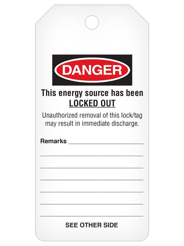 INCOM Manufacturing Lockout Tags-on-a-Roll, 6.25 Inch X 3 Inch X 10 Mil, Danger Do Not Operate, All-Weather DuraPly™ Stock, Waterproof and Tear-Resistant, Red/Black on White, 100 Pack, RT6025C