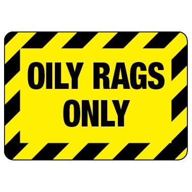 Oily Rags Only Safety & Compliance - OSHA & ANSI Compliant Chemical Hazard & Chemical Warning Metal Tin Sign - 8x12 Inch (Pack of 2) 8"x12"/20cm x 30cm (Pack of 2)