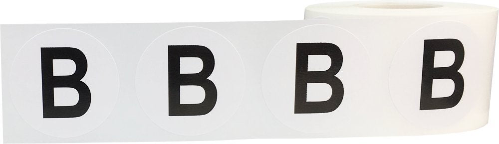 Letter B Inventory Labels 1.5 Inch Round Circle Dots 500 Adhesive Stickers
