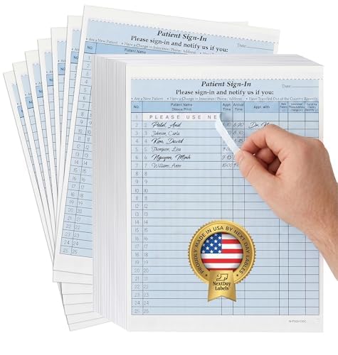 NextDayLabels Patient Sign-in Sheets, 3-Part, Made in USA, Blue, 25 Sets