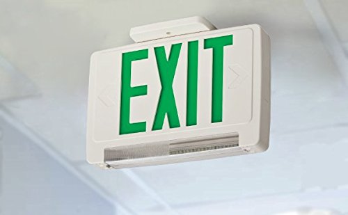 Lithonia Lighting ECBG LED M6 LED Exit and Emergency Light Bar Combo Fixture with Back Up Battery, Green Letters 1 LED Light bar High Output Battery