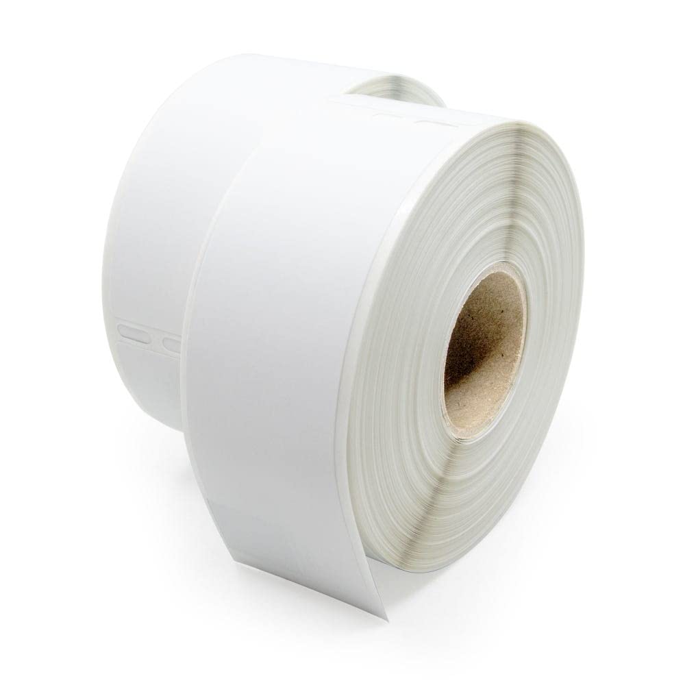 LabelValue LV-30572 address labels compatible with Dymo direct thermal printers, shown in two rolls for mailing labels.