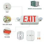 1 Pack Red &Green LED Exit Sign with Emergency Lights-Two LED Adjustable Head Emergency Exit Light-UL Listed- Emergency Exit Light Combo with Backup Battery-120/277VAC. 1 Pack