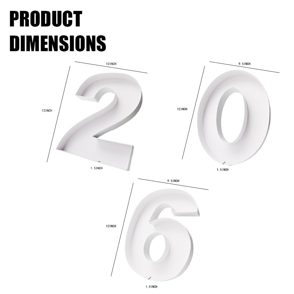 2026 New Year Charcuterie Number Tray, 12 Inch Cardboard Fillable Container, Party Decoration, Graduation Treat Holder (White, 12inch) White 12" x 10" x 1.5"