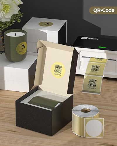 Gold Transparent Thermal Stickers+2 Inch Brown Circle Thermal Sticker Labels