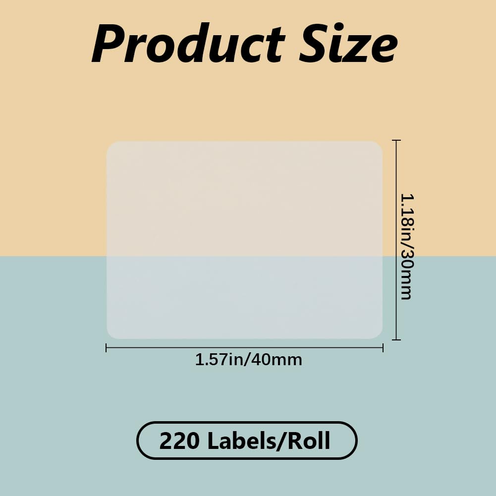 GORGECRAFT 220Pcs 1.57" x 1.18" White Thermal Labels Paper Rectangle Waterproof Replacement Maker Tape Thermal Print Self Adhesive Stickers Label Roll for Shipping Address Business Logo DIY Crafts