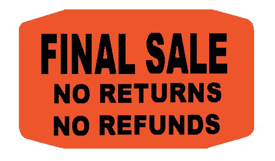 Final Sale - NO Returns- NO REFUNDS, 1.5" x 1" Fluorescent Red Sticker, 1000 Labels