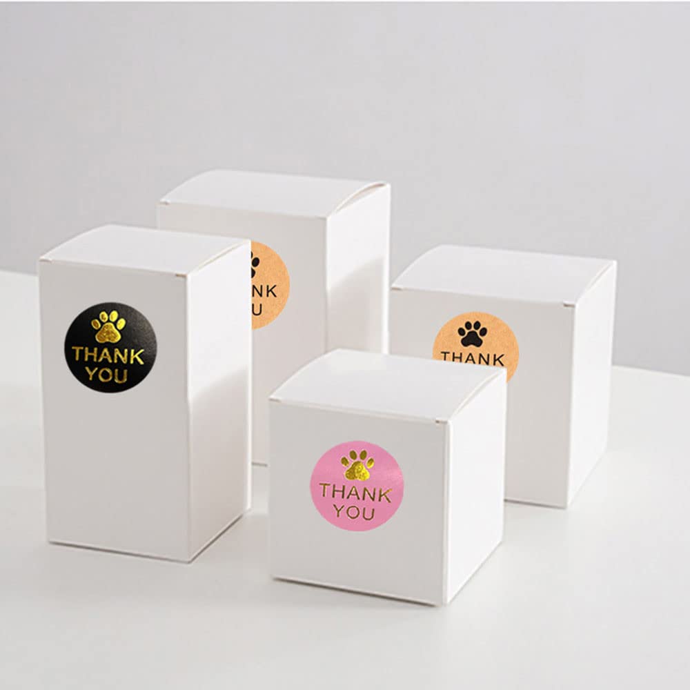 1500 Pcs Pet Paw Print Decals Thank You Sticker， Round Dog Paw Print Thank You Envelope Stickers Roll for Small Business，Round Kraft Labels Stickers