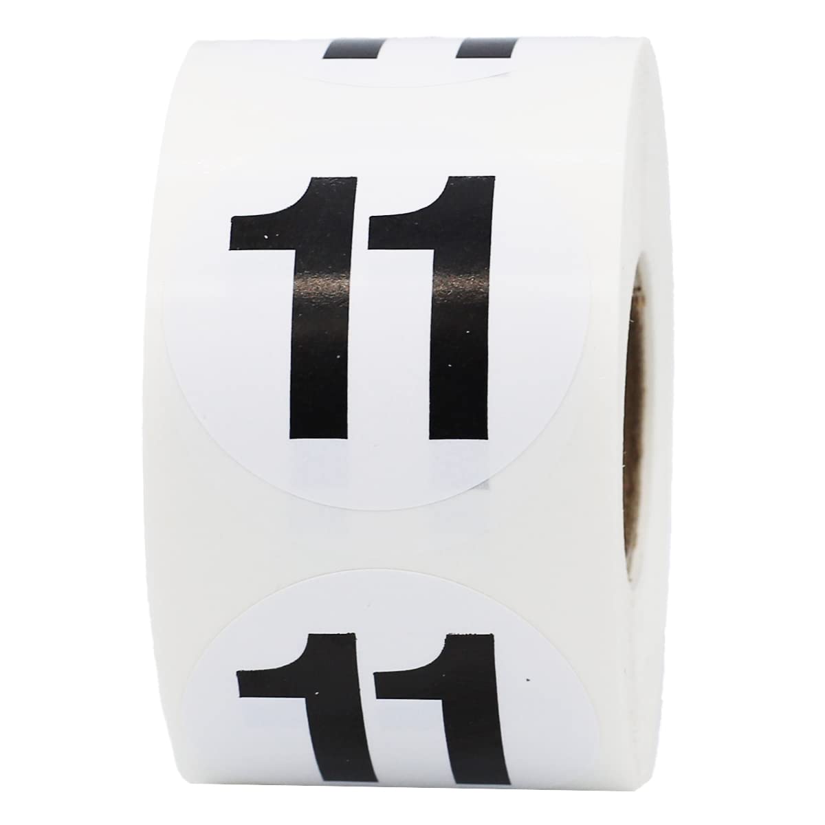 Black Number 11 Circle Stickers, 1.5 Inches Round, 500 Labels on a Roll Black 11