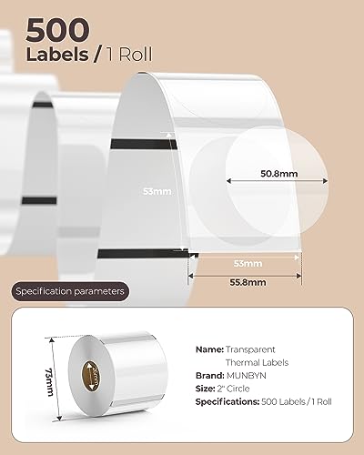2.25"x1.25" Blue Direct Thermal Labels+2 Inch Transparent Circle Self-Adhesive Waterproof Thermal Label